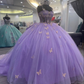 Purple Tulle Ball Gown With Butterflies,Sweet 16 Dress,Purple Princess Dress Y2270