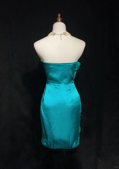 Unique Green Strapless Satin Sheath Cocktail Dress,Short 6th Grade Homecoming Dress With 3D Flower SP2921