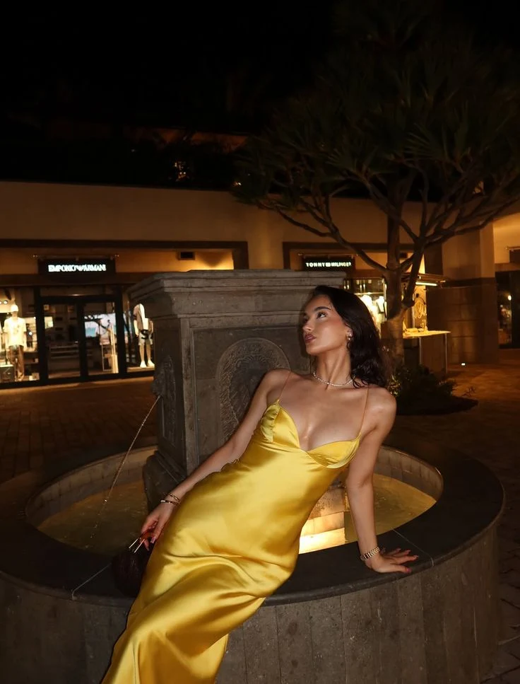 Classy Spaghetti Straps Yellow Satin Mermaid Long Party Dress Backless Wedding Guest Dress SP4125