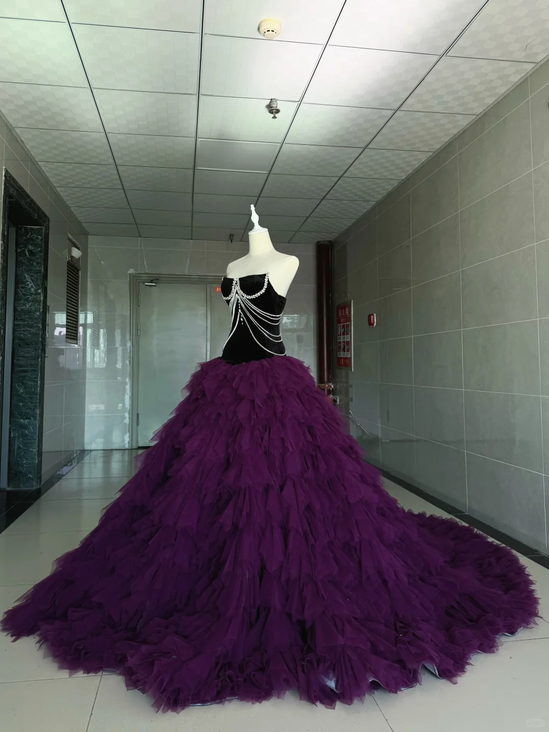 Vintage Strapless Purple Tulle Tiered Quinceanera Dress Sweet 15 16 Dress SP4225