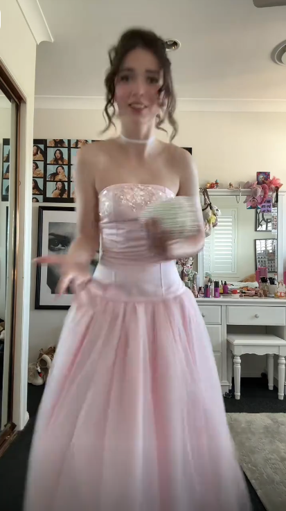 Sweet Strapless Pink Satin Tulle Sequin A Line Long Party Dress  SP4215