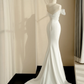 Pretty White Strapless Satin Organza Bow Mermaid Evening Dress,Formal Prom Dress Wedding Dress Y8679