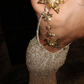 Gorgeous Champagne Spaghetti Straps Sequin Beaded Mermaid Evening Dress Prom Dresses SP795