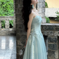 Shiny Blue Organza A Line Long Birthday Party Dress 20th Birthday Outfits SP2012