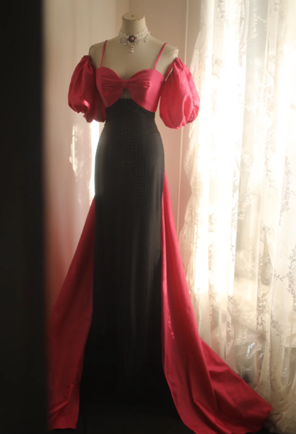 Chic Spaghetti Straps Satin Beaded Mermaid Long Birthday Prom Dress Evening Gown SP1250