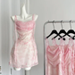 Cute Floral Imprints Elegant Chiffon Pink Homecoming Dress Cocktail Dress Y8818