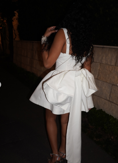 Classy White Spaghetti Straps A Line Homecoming Dress With Bow Y8829