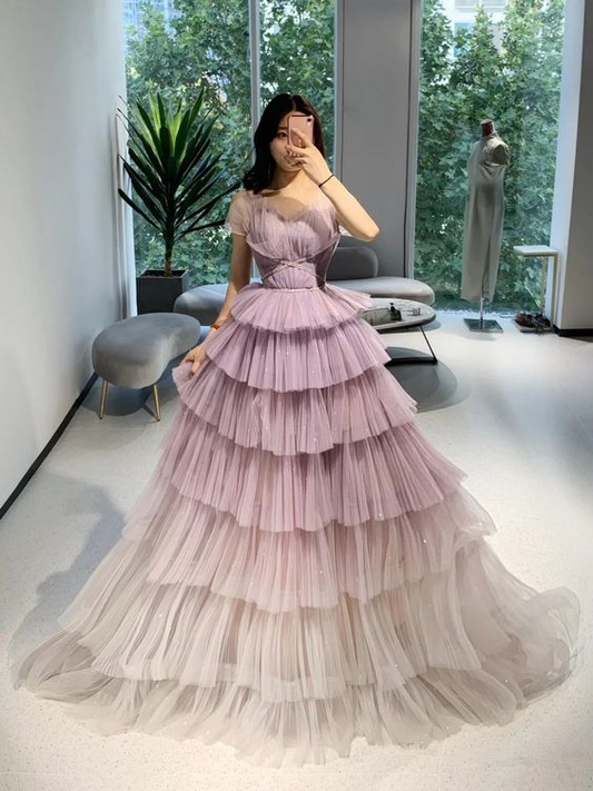 Chic A-line Multi-layered Tulle Prom Dress,Fairy Dress Y6216
