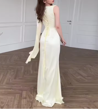 Classy Pink Satin Chiffon Mermaid Party Dress Formal Wedding Guest Dress SP765