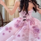 Pretty Pink Strapless Tulle Lace Appliques Long Evening Dress Birthday Prom Gown With Beads SP1661