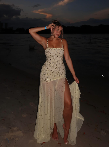 Stylish Spaghetti Straps Yellow Chiffon Sequin Beaded Mermaid Long Prom Dress Party Gown SP1094