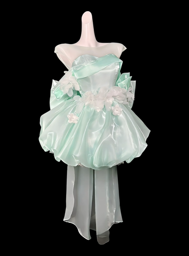 Pretty Mint Green Tulle Appliques A Line Short Homecoming Dress Birthday Outfits With Bow SP3507