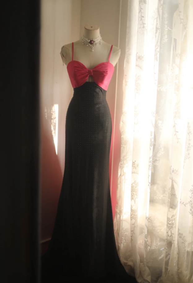 Chic Spaghetti Straps Satin Beaded Mermaid Long Birthday Prom Dress Evening Gown SP1250