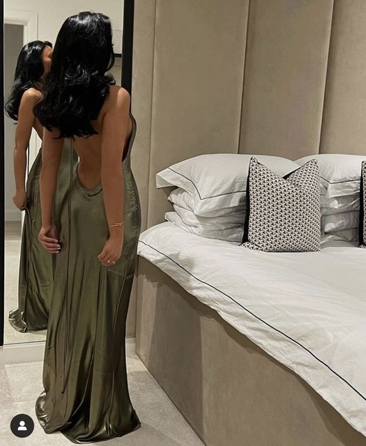 Sexy Olive Green Backless Mermaid Evening Dress Y7073