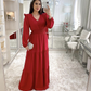 Modest A-line Prom Dress With Long Sleeves,Maxi Dress Y5456