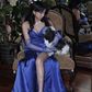 Elegant Blue Satin Long Evening Dress,Pageant Dress Y2621