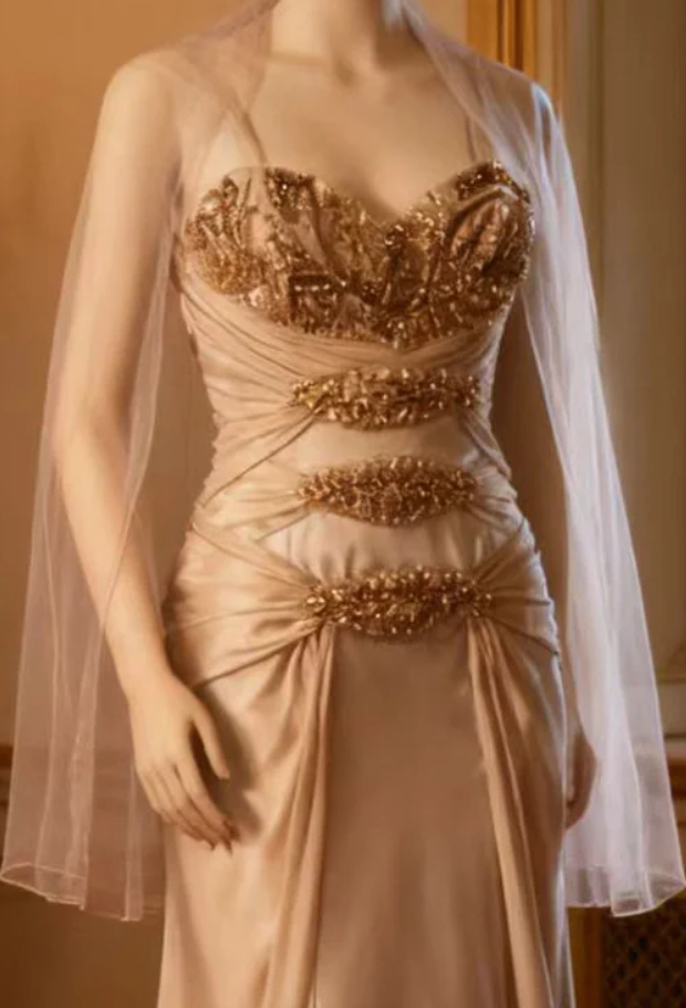 Retro Spaghetti Straps Chiffon Beaded Mermaid Prom Dress Long Evening Dress SP850