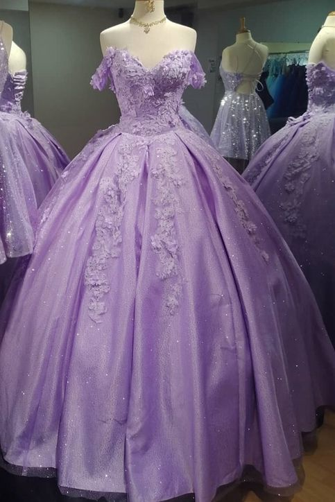 Princess Lilac Off the Shoulder Ball Gown Y4359