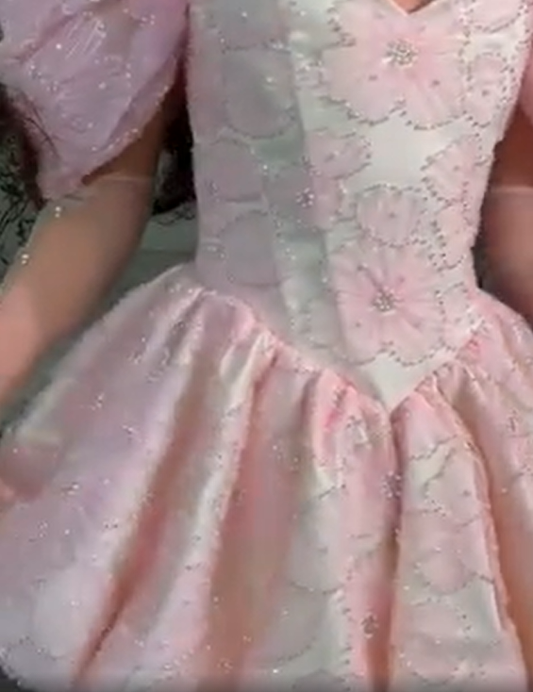 Glamorous Off The Shoulder Satin Tulle Floral Beaded A Line Mini Birthday Dress,Pink Short 6th Grade Homecoming Dress SP2932