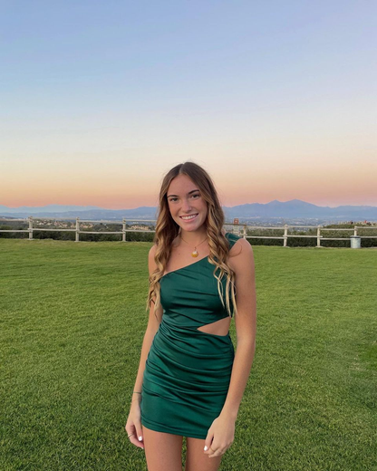 Sexy Green Waist Cutout Homecoming Dress Y2661