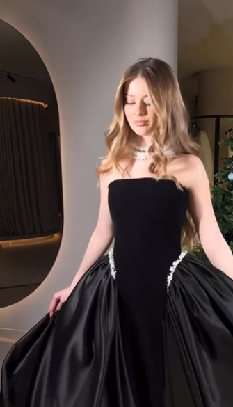 Classy Black Velvet Satin Beaded Mermaid Long Wedding Guest Dress Evening Gown SP1027