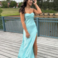 Simple Spaghetti Straps Prom Dress With Split,Trendy Evening Gown Y6365