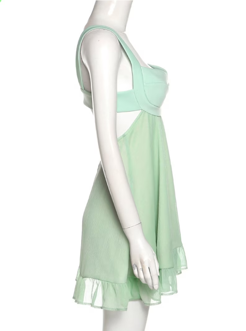 Green A-line Mini Homecoming Dress,Backless Party Dress,Y2510