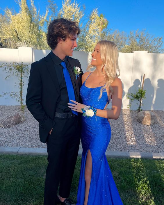 Gorgeous Royal Blue Prom Dress Long Mermaid Spaghetti-Straps Formal Gown  Y1860