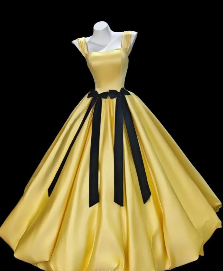 Charming Spaghetti Straps Satin A Line Long Party Dress Formal Wedding Guest Dress SP1939