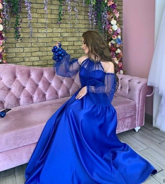 Blue A-line Prom Dresses Elegant Long Formal Dress Y5562