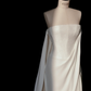 Simple Strapless Satin Lace Sheath Long Prom Dress,White Evening Dress Y8689