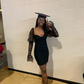 Black Bodycon Dress,Black Graduation Dress,Short Homecoming Dress Y2008