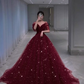 Chic Burgundy A-line Tulle Prom Dress,Fairy Dress Y6024