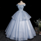 Blue tulle lace long ball gown dress formal dresses Y4208
