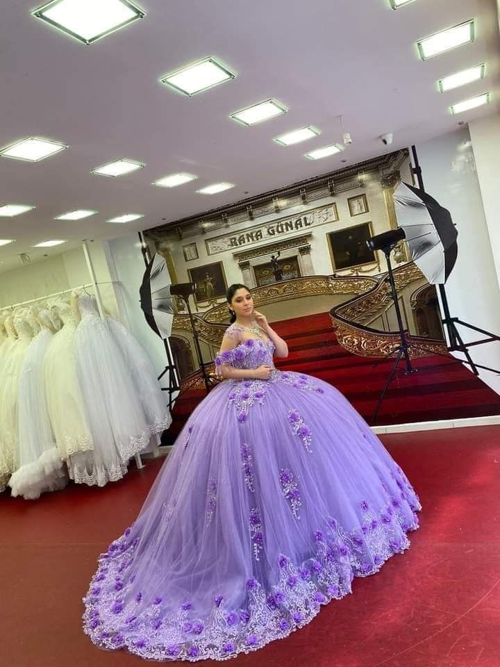 Light Purple Off The Shoulder Quinceanera Dresses,Luxurious Ball Gown,Sweet 15 Dress Y4800