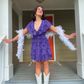 Purple Lace A-line Homecoming Dress,Purple Party Dress ,Y2496