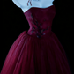 Glamorous Strapless Burgundy Tulle Beaded Long Birthday Prom Dress Party Gown SP2036