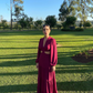 Chic Burgundy A-line Prom Dress With Long Sleeves Y5607