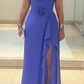 Lavender Side Split Mother of the Bride Dresses Pleated Wedding Guest Dress Off Shoulder Neckline Chiffon A Line Evening Dress Y6050