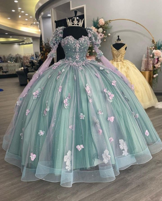 Princess Sweetheart Ball Gown Quinceanera Dresses Beaded Celebrity Party Gowns With 3D Flowers  Y2982