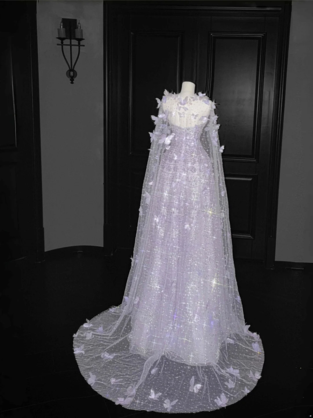 Pretty Lilac Tulle Beaded Appliques A Line Prom Evening Dress,Formal Evening Dress Y8657