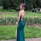 Elegant Dark Green Prom Dress Lace Tie Back Y7370