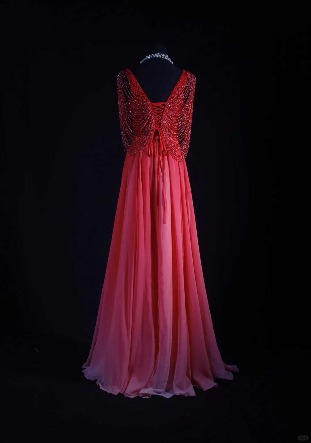 Luxurious Sleeveless Red V Neck Chiffon Beaded Tassel Long Party Dress 20th Birthday Outfits SP2156