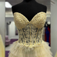 Yellow Sweetheart Lace Corset Tiered Tulle Prom Dress Y5819