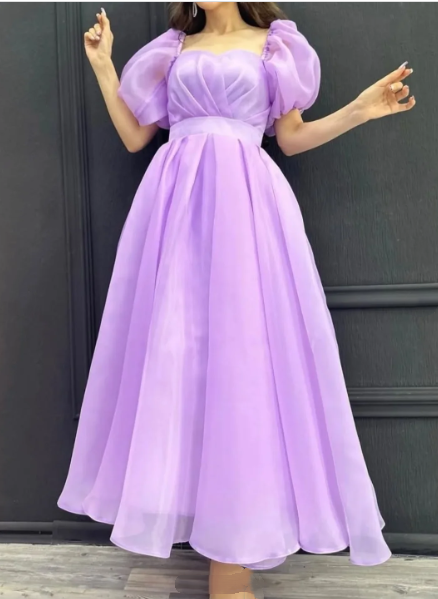 Charming Lavender Tulle A Line Long Party Gown Evening Dress SP31