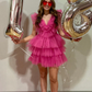 Cute Pink Ruffled Tiered Tulle Short Homecoming Dress Y1995