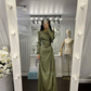 Sheath Evening Dress Elegant Wedding Guest Fall Floor Length Long Sleeve Dress Y5897