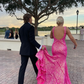 Elegant Hot Pink Sequins Mermaid Long Evening Prom Dresses, Custom Sparkly Prom Dress Y6374