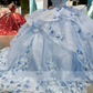 Gorgeous Blue Off The Shoulder Tulle Appliques Ball Gown Birthday Quinceanera Dress Y7835
