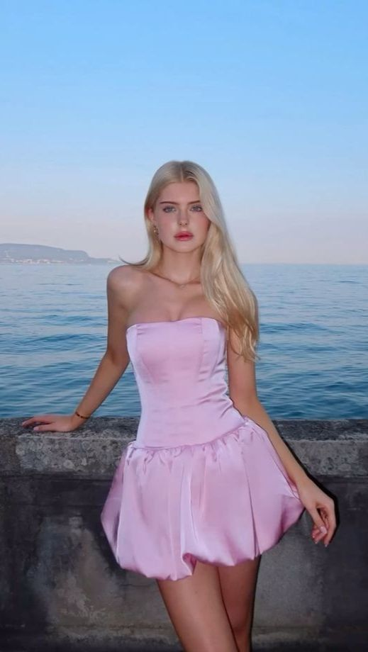 Elegant Strapless Satin A Line Short Prom Dress,Pink Mini Homecoming Dress SP2812